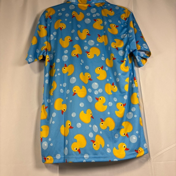 NWOT Men’s Blue Duck Print Polo Shirt Size Medium - Picture 3 of 5